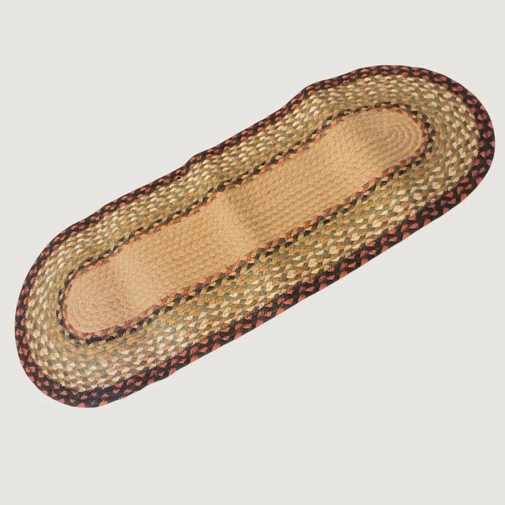 Rustic Braided Jute Table Runner Oval Moose Wildlife Cabin Lodge Decor 35.5x13.5